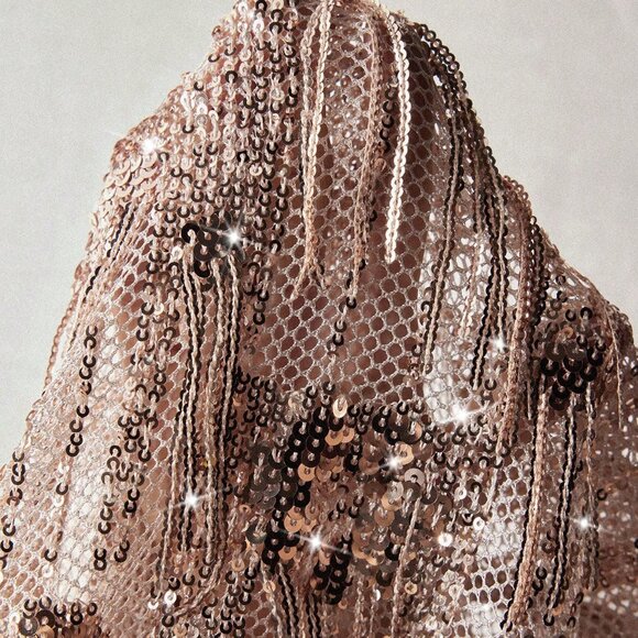 Camel Elegant Women's Sequined Tassel Fishtail Skirt - Picture 6 of 6